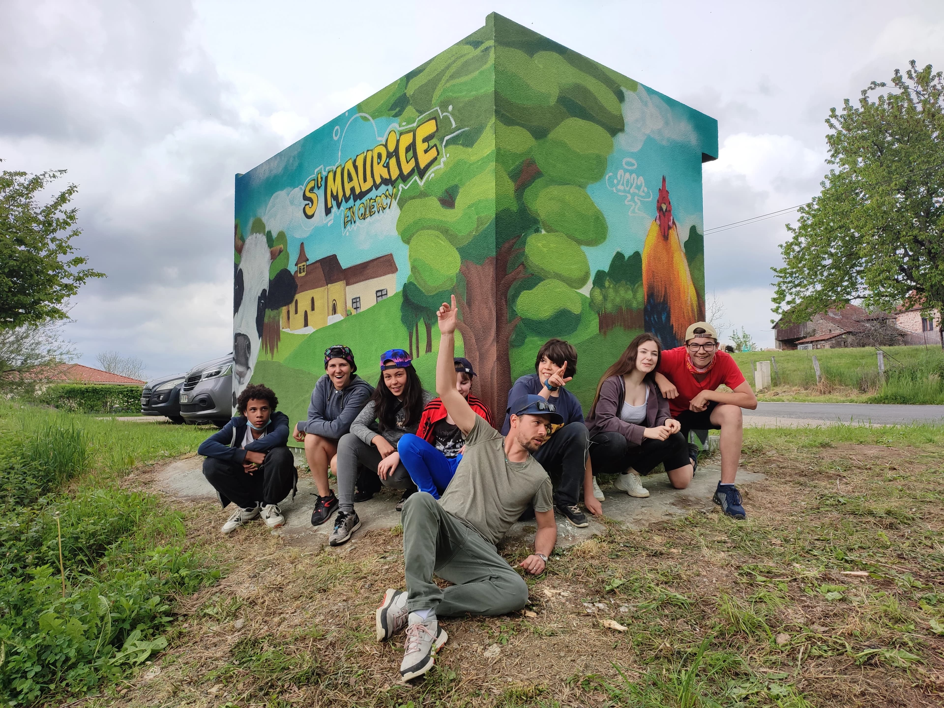 Atelier fresque participatif avec des élèves