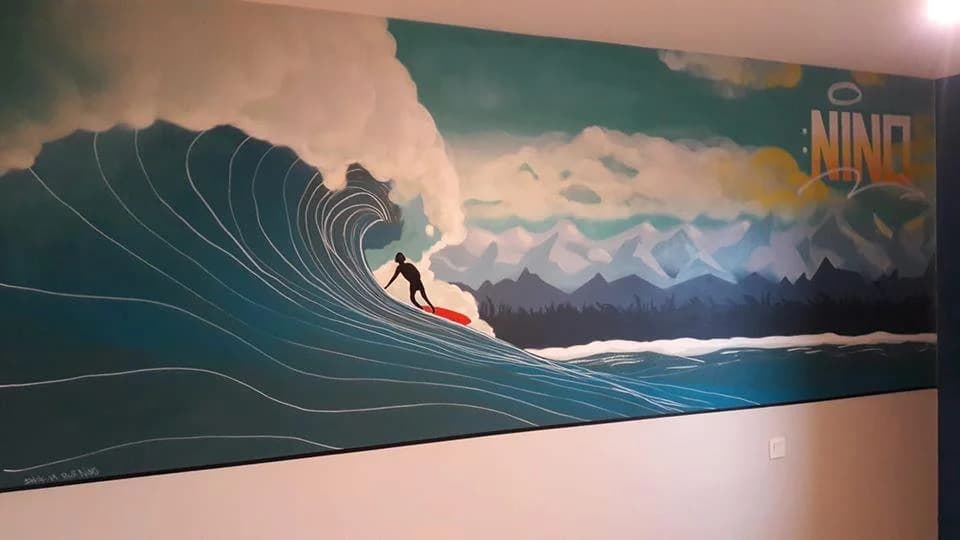 Fresque murale surf — chambre particulier